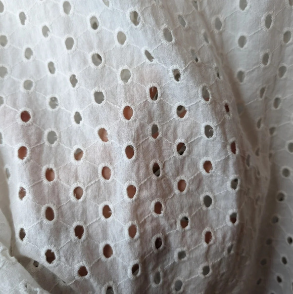 Tulip White Eyelet Button Down Collar Long Sleeve Shirt 100% Cotton Women  Small - Picture 9 of 13
